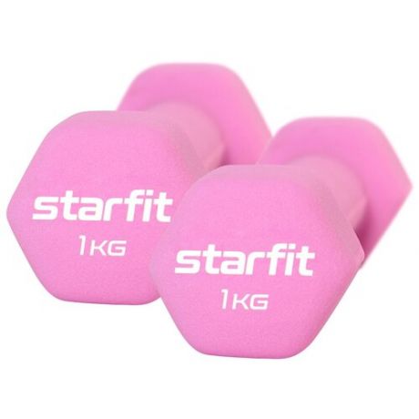 Гантель неопреновая STARFIT DB-201 1 кг, розовый пастель, пара