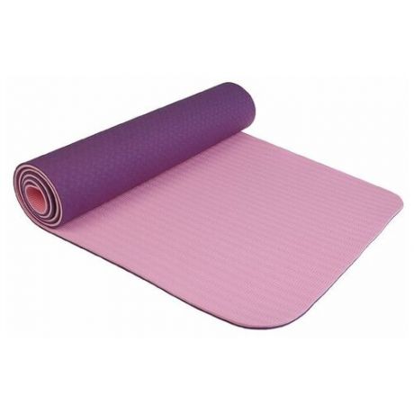 Коврик для йоги Sangh Yoga mat двухцветный, 183х61х0.8 см фиолетовый однотонный