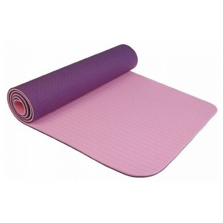 Коврик для йоги Sangh Yoga mat двухцветный, 183х61х0.8 см розовый однотонный