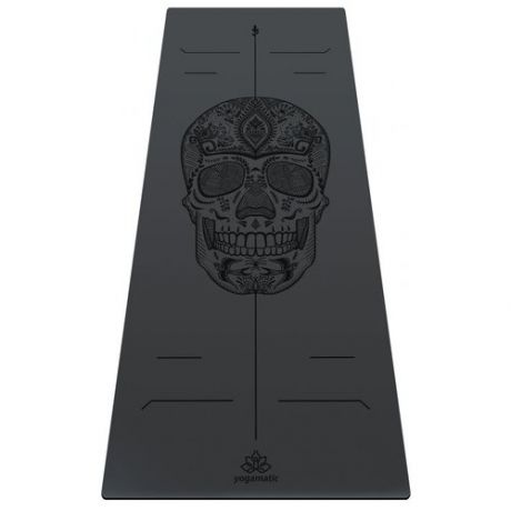 Коврик для йоги art YogaMatic Skull, 185х68х0.4 см grey рисунок
