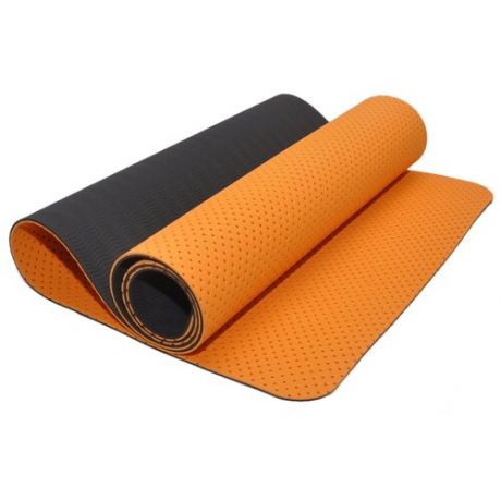 Коврик для йоги Sprinter TJD-FO066, 183х61х0.6 см оранжевый/черный однотонный
