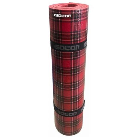 Коврик для фитнеса и отдыха Isolon Decor Шотландка 8 мм, 180х55 см красный