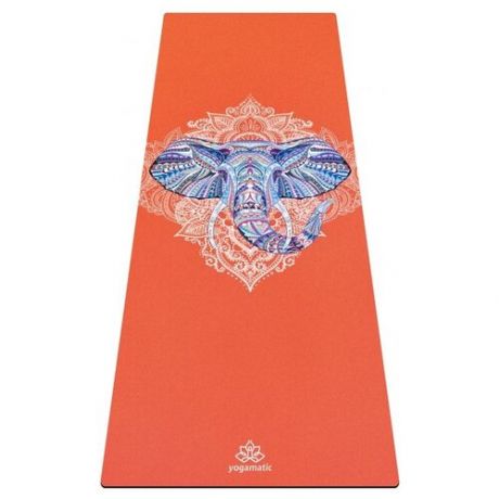 Коврик для йоги art YogaMatic Слон, 173х62х0.3 см оранжевый рисунок
