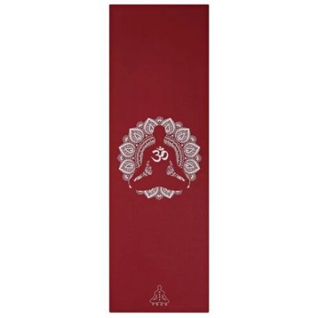 Коврик для йоги RamaYoga Dream Om, 183х60х0.45 см red надпись