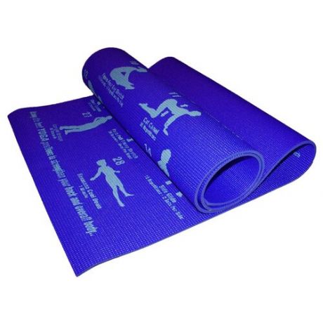 Надёжный коврик для йоги, фитнеса, пилатеса, лечебной физкультуры, толщина 6 мм, с иллюстрациями, синий
