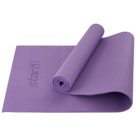 Коврик для йоги и фитнеса FM-104, PVC, 183x61x0,8 см, фиолетовый пастель