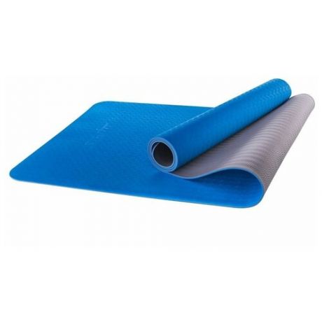 Коврик для йоги STARFIT FM-201, TPE, 173x61x0,4 см(синий-серый)