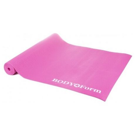 Коврик для гимнастики BODY Form BF-YM01C, 173х61х0.4 см розовый надпись