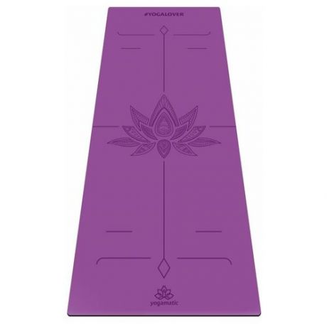 Каучуковый нескользящий коврик для йоги и фитнеса - Арт Йогаматик Premium 185x68x0.4 см фиолетовый/ Lotos Purple