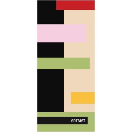 Коврик для йоги Artmat JOY, 183х60х0.6 см черный/зеленый/белый надпись