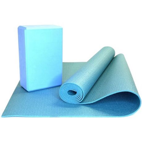 Набор коврик и блок для йоги ZTOA YC-01 PVC 0,3 см, 173х61 см, изумрудный-голубой