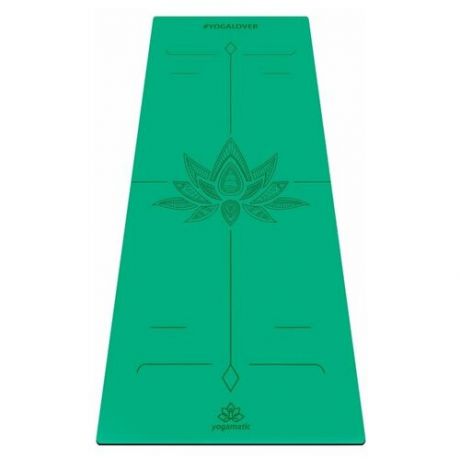 Каучуковый нескользящий коврик для йоги и фитнеса - Арт Йогаматик Premium 185x68x0.4 см зеленый / Lotos Green