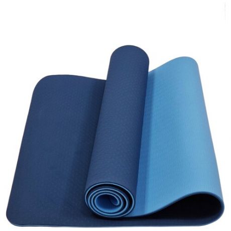 Коврик для йоги 183х61х0,6 см, TPE, синий, голубой