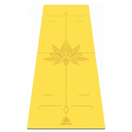 Каучуковый нескользящий коврик для йоги и фитнеса - Арт Йогаматик Premium 185x68x0.4 см желтый / Lotos Yellow
