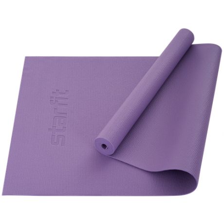 Коврик для йоги и фитнеса STARFIT FM-101 PVC, 0,3 см, 173x61 см, фиолетовый пастель