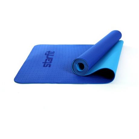Коврик для йоги и фитнеса Starfit Core Fm-201 173x61, Tpe, темно- синий/синий, 0,4 см