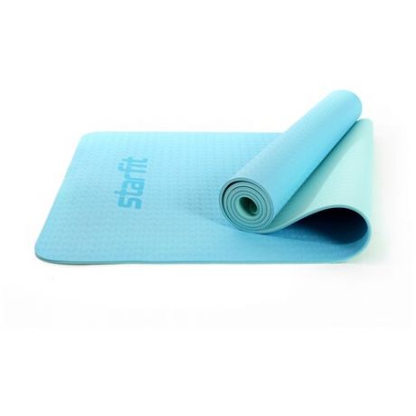 Коврик для йоги и фитнеса Starfit Core Fm-201 173x61, Tpe, синий пастель/мятный, 0,5 см