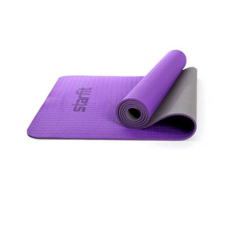 Коврик для йоги и фитнеса Starfit Core Fm-201 173x61, Tpe, фиолетовый/серый, 0,5 см