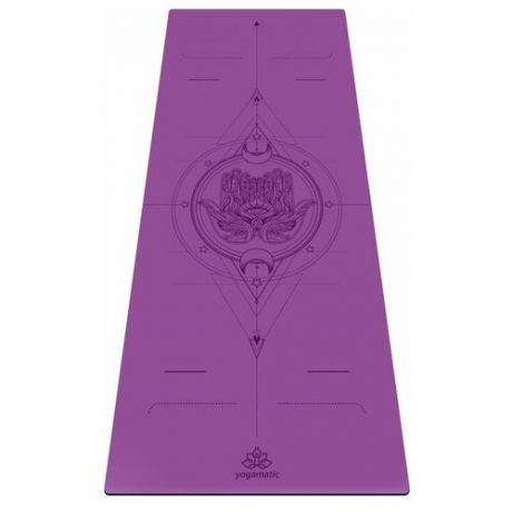 Каучуковый нескользящий коврик для йоги и фитнеса - Арт Йогаматик Premium New Hamsa Purple 185x68x0.4 см фиолетовый