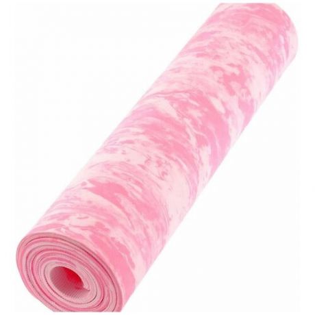 Коврик для йоги TPE 6мм 61*173 мраморный, армированный розовый