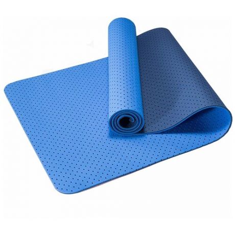 TPE-2T-3 Коврик для йоги 2-х слойный ТПЕ 183х61х0,6 см (синий/голубой) (B34508)