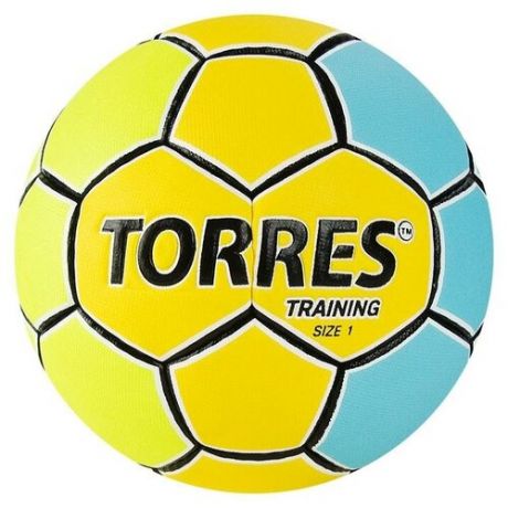 TORRES Мяч гандбольный TORRES Training, арт. H32151, ПУ, 4 подкладочных слоя, ручная сшивка, размер 1, цвет жёлтый/голубой