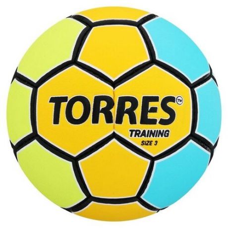 TORRES Мяч гандбольный TORRES Training, размер 3, ПУ, ручная сшивка, цвет жёлтый/голубой