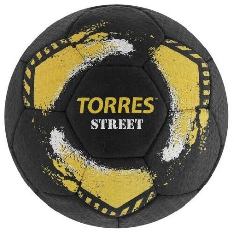 Мяч футбольный TORRES Street, размер 5, 32 панели, резина, 4 подкладочных слоя, ручная сшивка, цвет чёрный/жёлтый