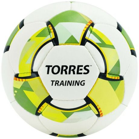 Мяч футбольный Training, размер 4, 32 панели, PU, 4 подкладочных слоя, ручная сшивка, цвет белый/зелёный