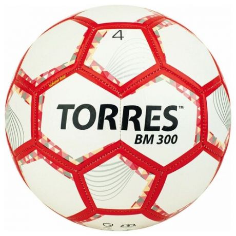 Мяч футбольный TORRES BM 300 F320744 размер 4, бело-красный