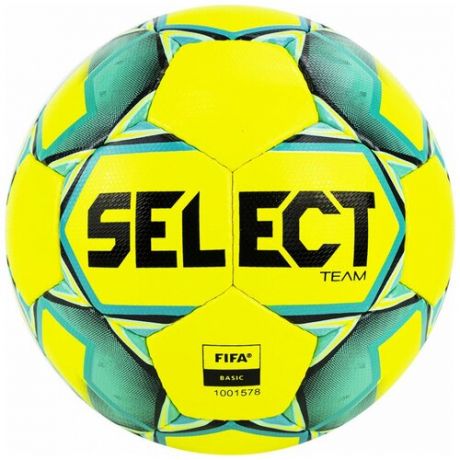 Мяч футб. "SELECT Team Basic" арт. 815419-552, р.5, FIFA Basic, 32 пан, гл. ПУ, руч. сш желто-бирюз
