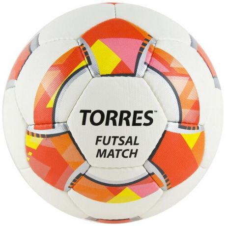 Мяч футзальный TORRES Futsal Match, размер 4, 32 панели, PU, 4 подслоя, белый/красный