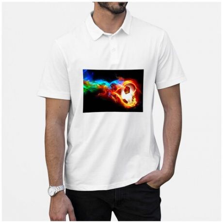 Рубашка- поло CoolPodarok Футбол Футбольный мяч Огненый мяч Огненый след
