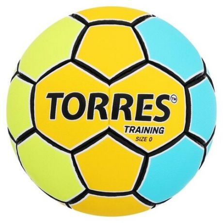 TORRES Мяч гандбольный TORRES Training, размер 0, ПУ, ручная сшивка, цвет жёлтый/голубой