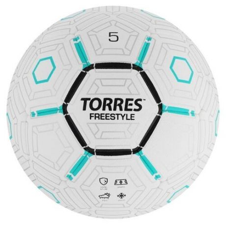 TORRES Мяч футбольный TORRES Freestyle, размер 5, 32 панели, PU, термосшивка, цвет белый/серый/чёрный