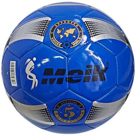 B31316-1 Мяч футбольный "Meik-054" 2- слоя, (синий), TPU+PVC 2.7, 410-420 гр машинная сшивка