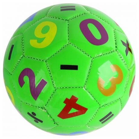 Мяч футбольный детский «Цифры», размер 2, диаметр 15 см, 100г, ПВХ, зеленый, для детей, для игры на улице, для игры в футбол, JB0206129