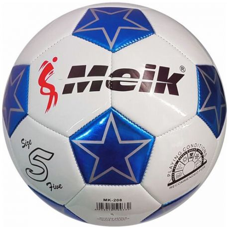 B31314-1 Мяч футбольный "Meik-208A" 2-слоя, (белый), TPU+PVC 2.7, 410-420 гр машинная сшивка