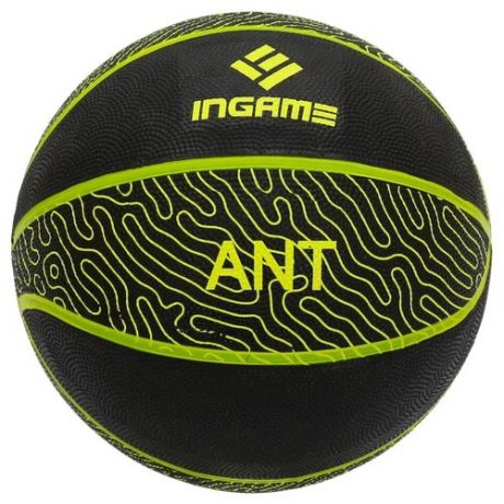 Мяч баскетбольный резиновый INGАME ANT, размер 7, черный/синий