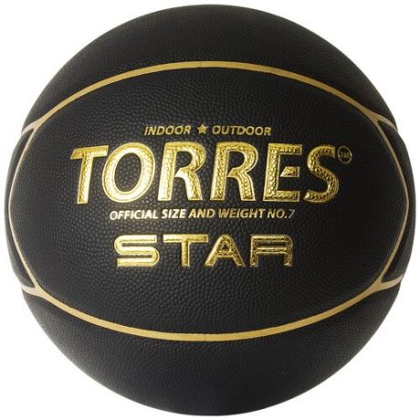 Баскетбольный мяч TORRES Star B32317, р. 7 черный/золотистый