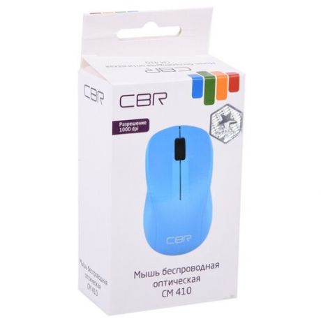 Мышь беспроводная CBR CM 410 Blue, оптика, 2.4 ГГц, 1000 dpi, 3 кнопки и колесо прокрутки, выключатель питания