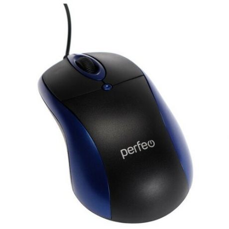 Мышь Perfeo Orion, проводная, оптическая, 1000 dpi, USB, чёрно-синяя