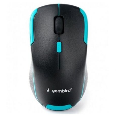 Мышь беспроводная Gembird MUSW-410, 2.4ГГц, 3 кнопки плюс колесо кнопка,1600DPI чёрно-бирюзовый