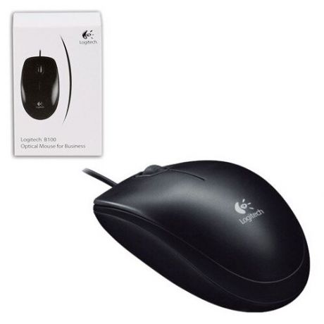 Мышь проводная LOGITECH B100, комплект 5 шт., USB, 2 кнопки + 1 колесо-кнопка, оптическая, черная, 910-003357