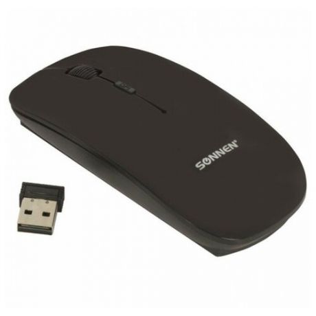 Мышь беспроводная SONNEN M-243, USB, 1600 dpi, 4 кнопки, оптическая, цвет черный, 512646, 512646