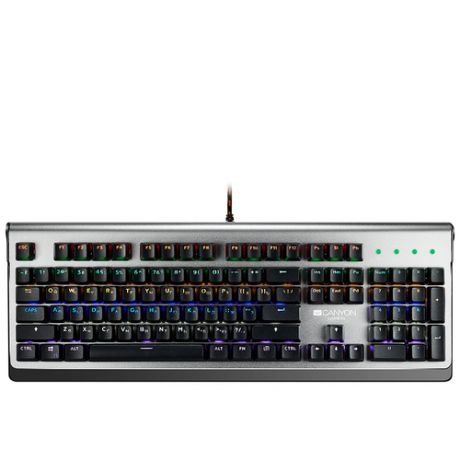 CANYON CND-SKB8-RU {Wired multimedia gaming keyboard with lighting effect, 20pcs rainbow LED & 19pcs RGB light, Numbers 104keys, RU+EN double injection layout, cable length 1.8M}