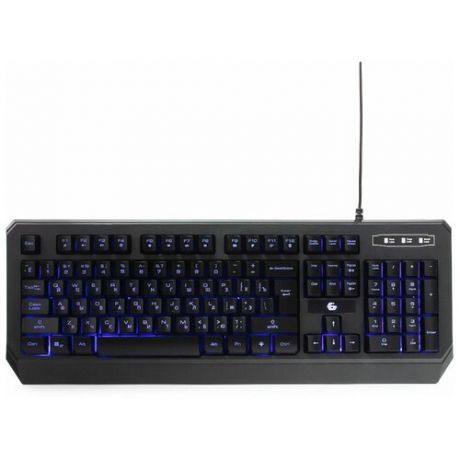 Клавиатура игровая Gembird Kb-g20l, Usb, черный, 104 клавиши, подсветка синяя, FN клавиши, кабель 1.