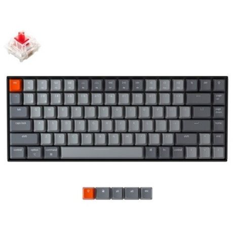 Беспроводная клавиатура Keychron K2, Light Grey, 84 клавиши, алюминиевый корпус, RGB подсветка, Gateron Red Switch