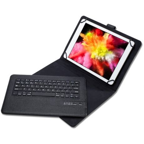 Чехол-клавиатура MyPads для планшетов с диагональю 9.6/ 9.7/ 10.1/ 10.2/ 10.5/ 10.8 дюйма съёмная беспроводная Bluetooth в комплекте c кожаным че.