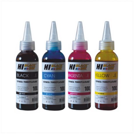 Комплект универсальных чернил (краски) для Epson, 4 цвета на водной основе (CMYK) Hi-BLACK